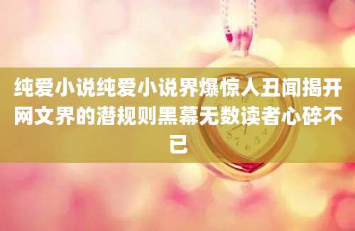 纯爱小说纯爱小说界爆惊人丑闻揭开网文界的潜规则黑幕无数读者心碎不已