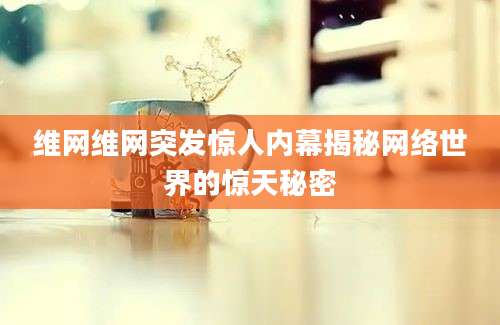 维网维网突发惊人内幕揭秘网络世界的惊天秘密