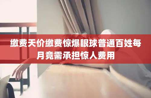 缴费天价缴费惊爆眼球普通百姓每月竟需承担惊人费用