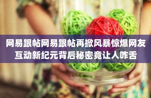 网易跟帖网易跟帖再掀风暴惊爆网友互动新纪元背后秘密竟让人咋舌