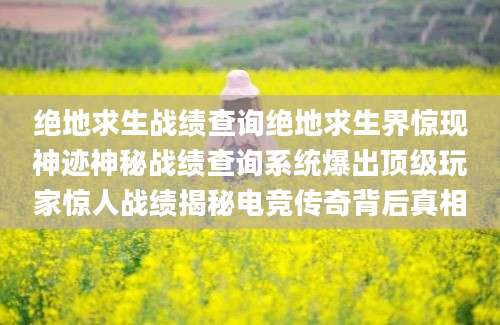 绝地求生战绩查询绝地求生界惊现神迹神秘战绩查询系统爆出顶级玩家惊人战绩揭秘电竞传奇背后真相