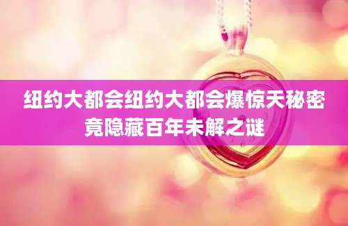 纽约大都会纽约大都会爆惊天秘密竟隐藏百年未解之谜