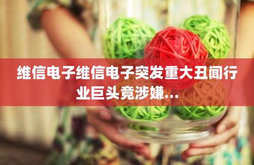 维信电子维信电子突发重大丑闻行业巨头竟涉嫌...